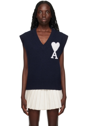 AMI Paris Navy Ami de Caur Vest