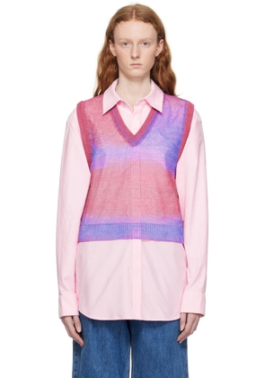 WOOYOUNGMI Pink Gradient Stripe Vest