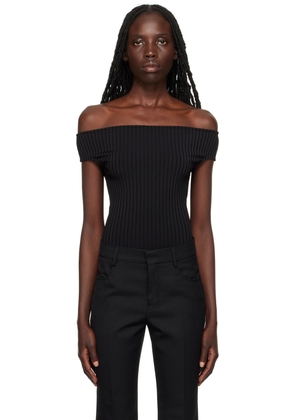 AMI Paris Black Bare Shoulder Bodysuit