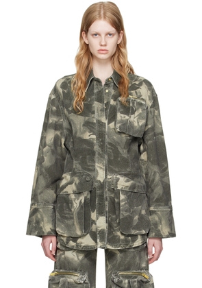 Blumarine Green Camo Denim Jacket