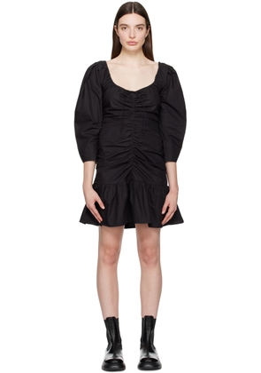 GANNI Black Gathered Minidress