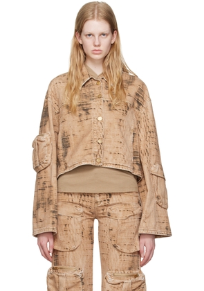 Blumarine Tan Camouflage Denim Jacket