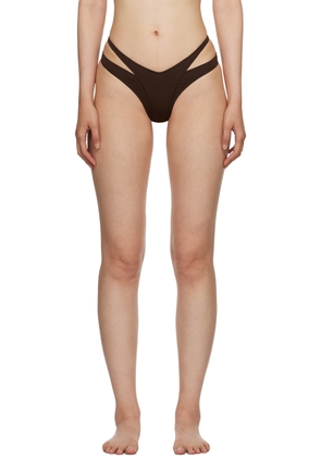 Mugler Brown Cutout Bikini Bottoms