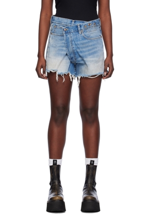 R13 SSENSE Exclusive Blue Crossover Denim Shorts