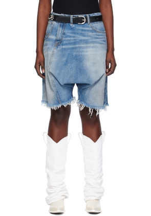 R13 SSENSE Exclusive Blue Twister Denim Shorts