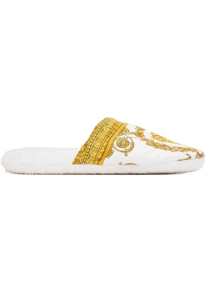Versace Underwear White Baroque Slippers