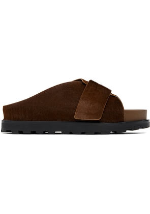 Jil Sander Brown Velcro Sandals