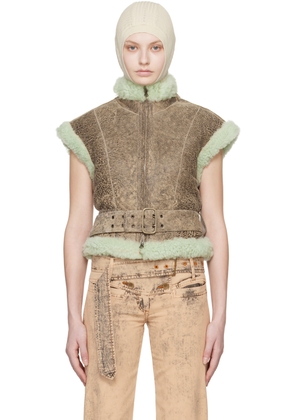 KNWLS Brown Rex Shearling Vest