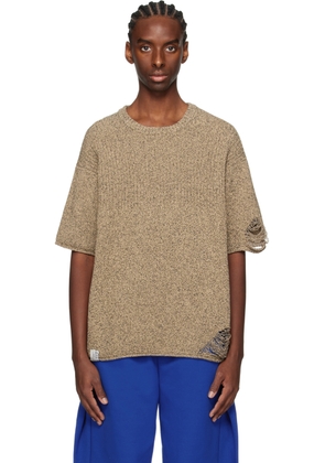 ADER error Beige Distressed T-Shirt