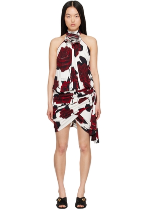 Balmain White & Red Floral Minidress