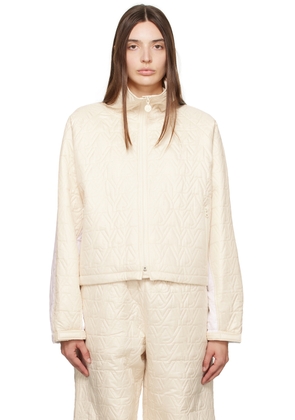 OPEN YY Beige & White 'YY' Quilted Bomber Jacket