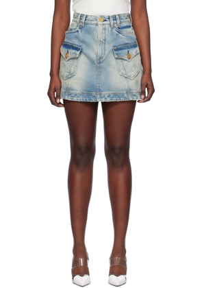 Balmain Blue Western Denim Miniskirt