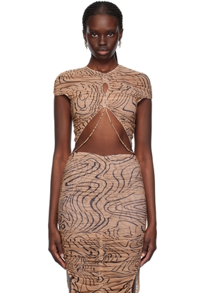 Mugler Tan Printed T-Shirt