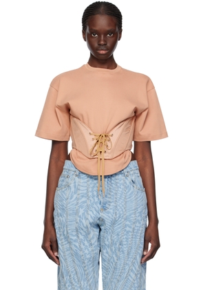 Mugler Tan Lace-Up T-Shirt