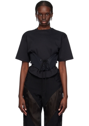 Mugler Black Lace-Up T-Shirt