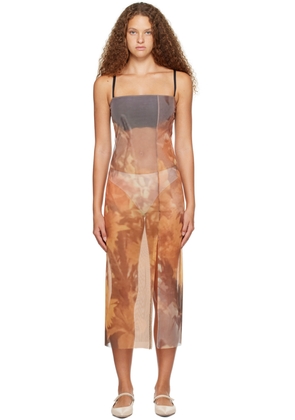 ELLISS Orange Sunflower Maxi Dress