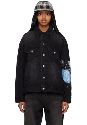 We11done Black Graphic Denim Jacket
