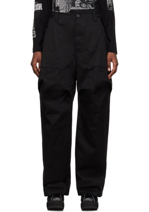 We11done Black Paneled Trousers