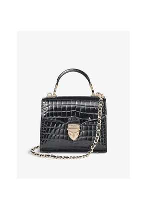 Womens Aspinal Of London Mayfair Mini Croc-Embossed Leather Top-Handle Bag