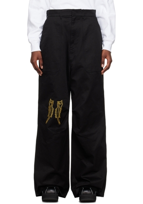 We11done Black Embroidered Trousers