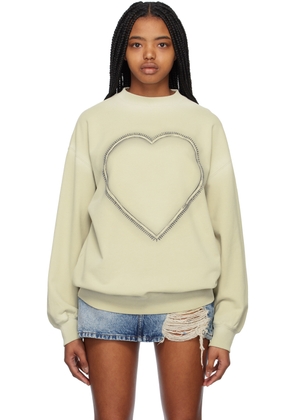We11done Beige Heart Choker Sweatshirt