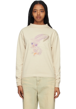 We11done Beige Crewneck Long Sleeve T-Shirt