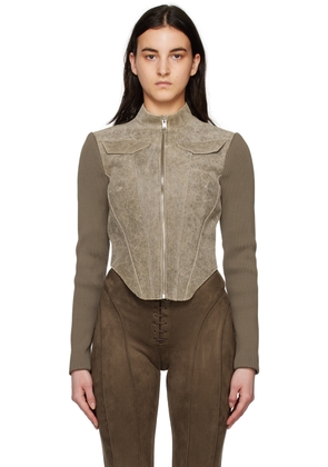 MISBHV Taupe Cracked Leather Jacket