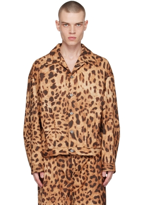 We11done Brown & Tan Allover Printed Jacket