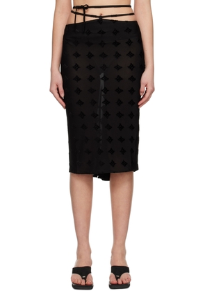 MISBHV Black Monogram Straps Midi Skirt