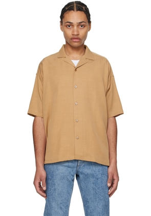 BOSS Tan Open Spread Collar Shirt