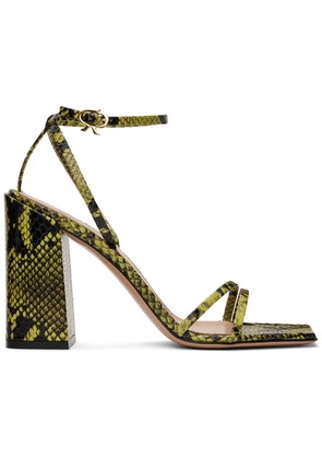 Gianvito Rossi Green & Black Snakeskin Heeled Sandals