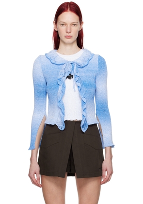 MSGM Blue Ruffled Cardigan