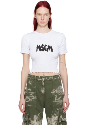 MSGM White Shirred T-Shirt