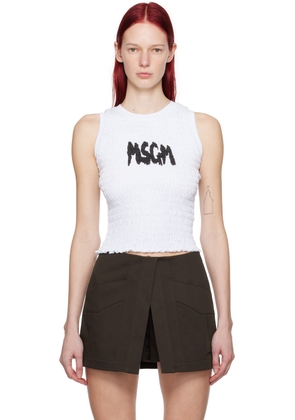 MSGM White Shirred Tank Top
