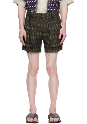 Dries Van Noten Khaki Belted Shorts