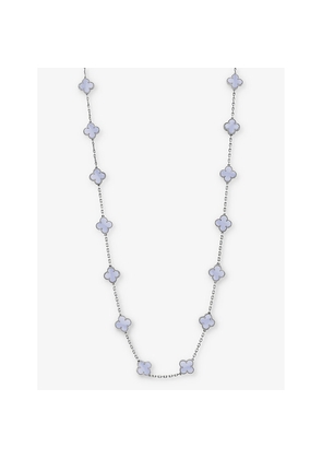 Van Cleef & Arpels Vintage Alhambra White Gold and Chalcedony Necklace