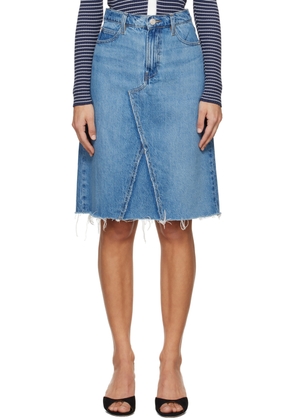 FRAME Blue Deconstructed Denim Midi Skirt