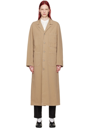 MM6 Maison Margiela Beige Embroidered Denim Coat