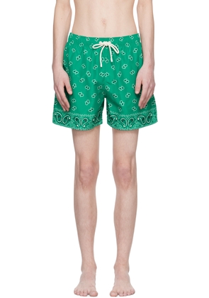Palm Angels Green Paisley Swim Shorts