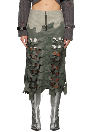 Andersson Bell Khaki Laser Cut Maxi Skirt