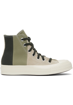 Converse Taupe & Green Chuck 70 Patchwork Suede Sneakers