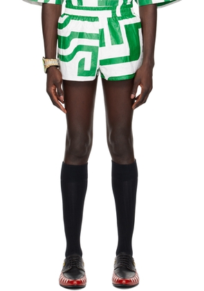 Walter Van Beirendonck White & Green Printed Shorts