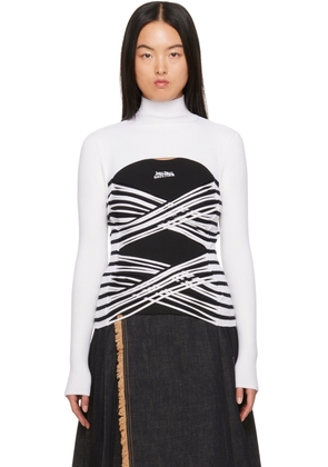 Jean Paul Gaultier White & Navy Striped Turtleneck