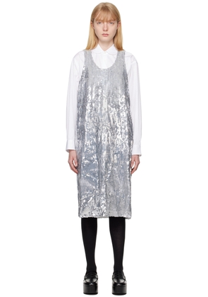 Black Comme des Garçons Silver Sequin Midi Dress