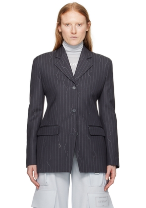 Off-White Navy Pinstripe Blazer