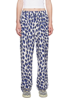 Burberry White & Blue Strawberry Trousers