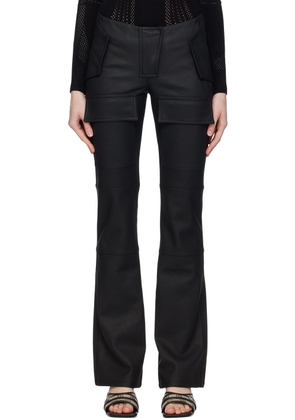 MISBHV Black Moto Faux-Leather Trousers