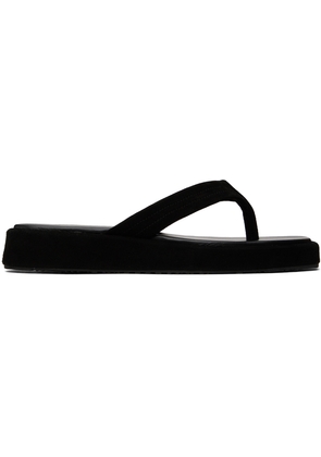 LE17SEPTEMBRE Black Leather Flip Flops