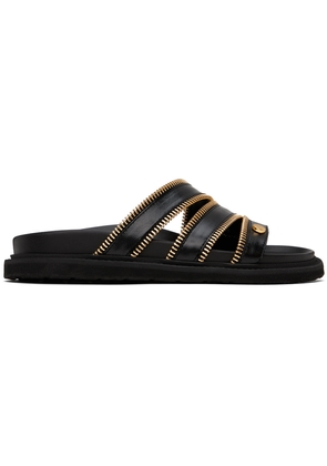 Moschino Black Zipper Detail Sandals