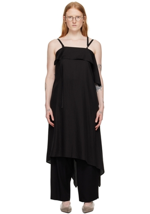 Y's Black Lace-Up Midi Dress